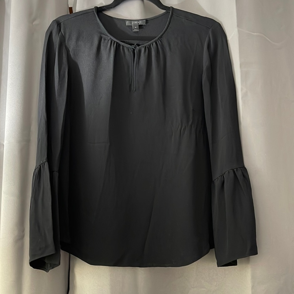 J Crew Black Bell Sleeve Top - Size 12